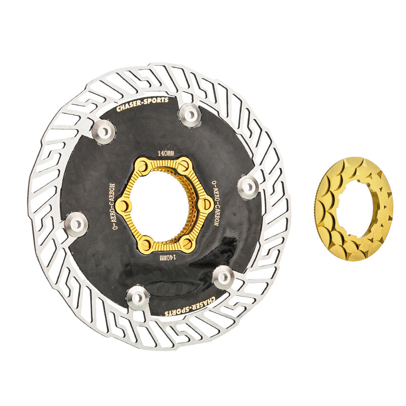 Chaser O-AERO Ultra-Light Carbon Centerlock Disc Brake Rotor 140/160mm | Aero CarbonTi Design for Road/TT Bikes | T800 Carbon + SUS420 Braking Surface