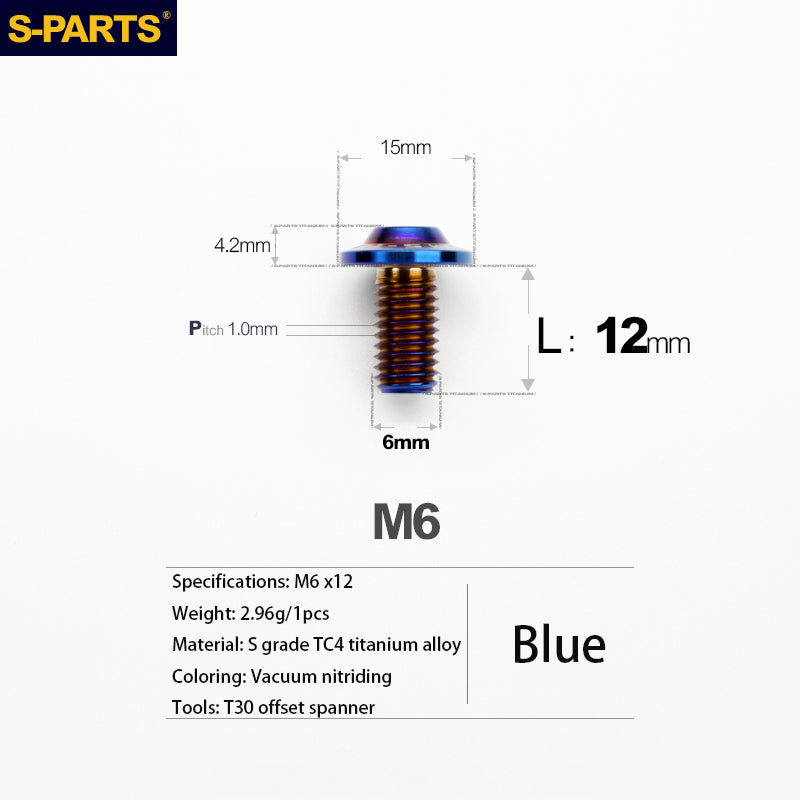 S-PARTS A3 M6 Electric Motorcycle Umbrella Head D15 Titanium Screw