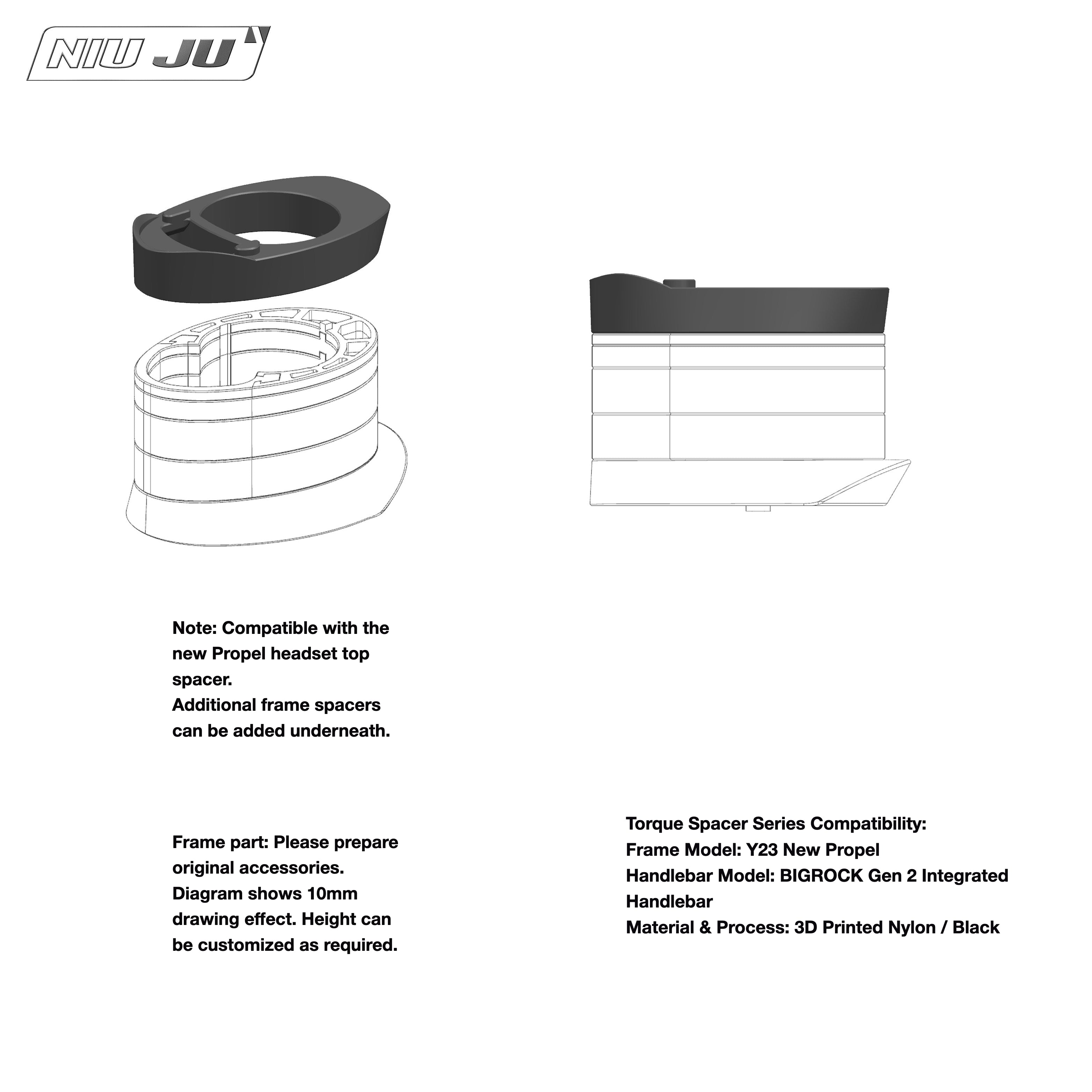 NIUJU Integrated Headset Spacer Kit – BIGROCK Gen 2 Integrated Handlebar Compatible