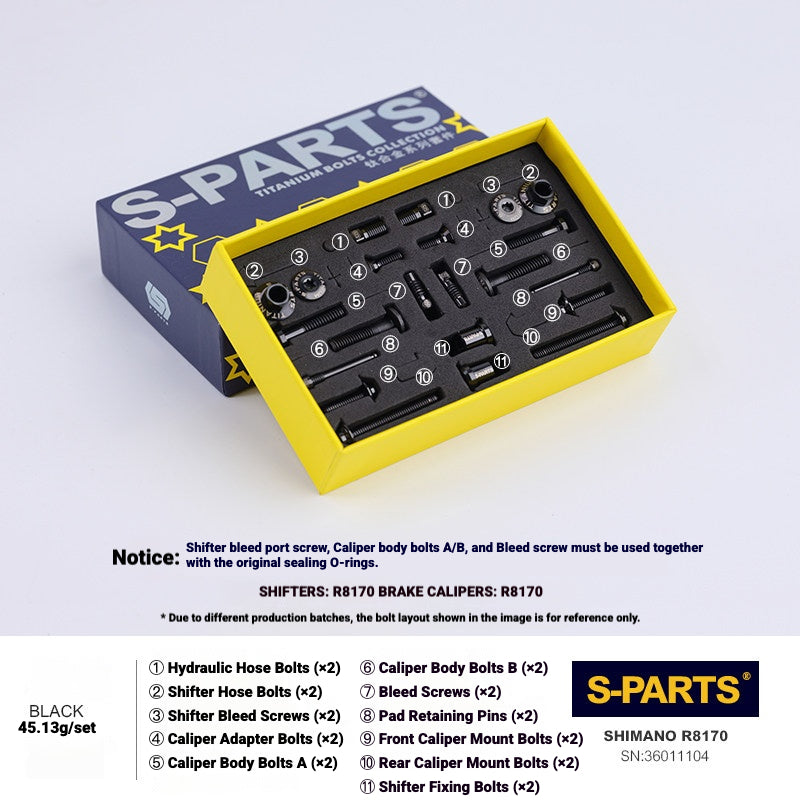 S-PARTS Titanium Bolt Kit for Shimano Ultegra Di2 R8170 Disc Brake & Shifter | Road Bike Upgrade