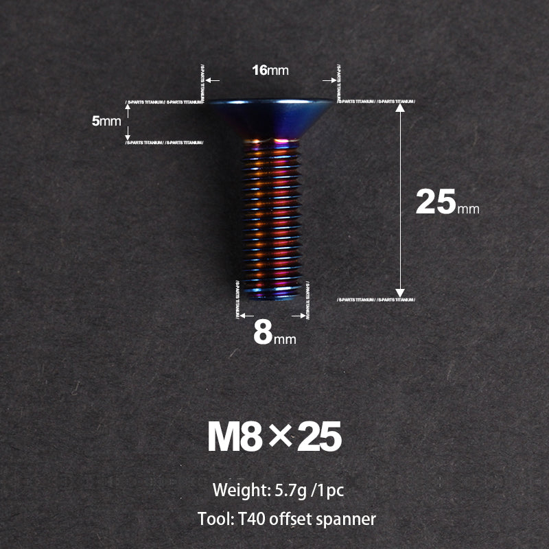 S-PARTS countersunk head screw M8*20/25 titanium alloy weight reduction bolt mountain road bike standard parts