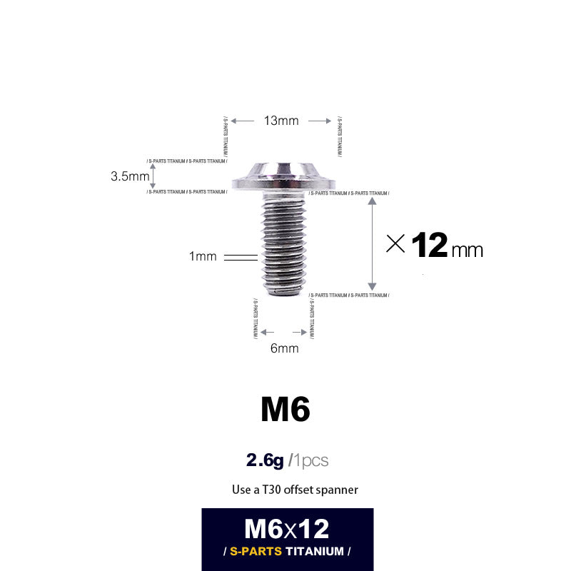 S-PARTS new umbrella head D13 A3 M6 electric motorcycle titanium alloy screws