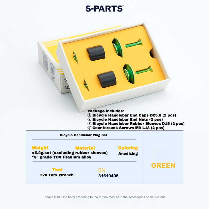 S-PARTS Titanium Expanding Bar End Plug Set