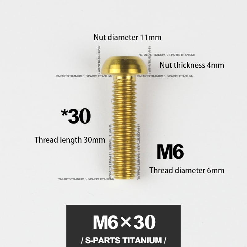 S-PARTS A2 umbrella head titanium alloy screw m6*12/18/30mm mountain road bike bowl set clamp