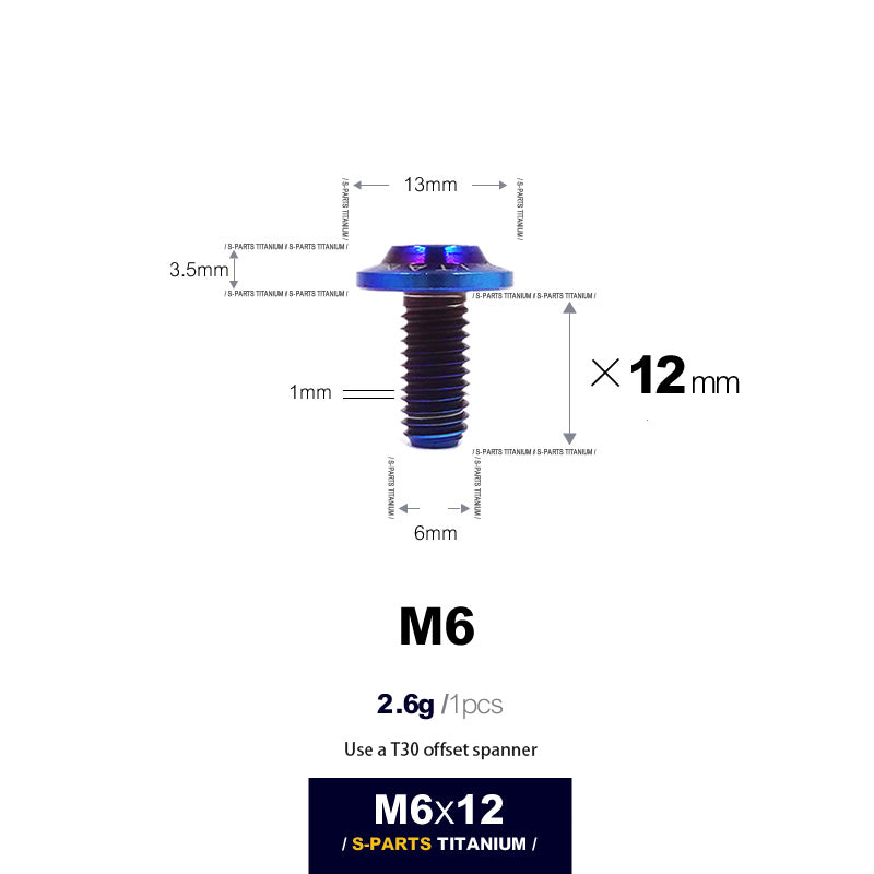 S-PARTS new umbrella head D13 A3 M6 electric motorcycle titanium alloy screws