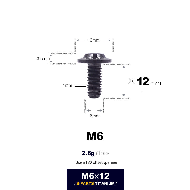 S-PARTS new umbrella head D13 A3 M6 electric motorcycle titanium alloy screws