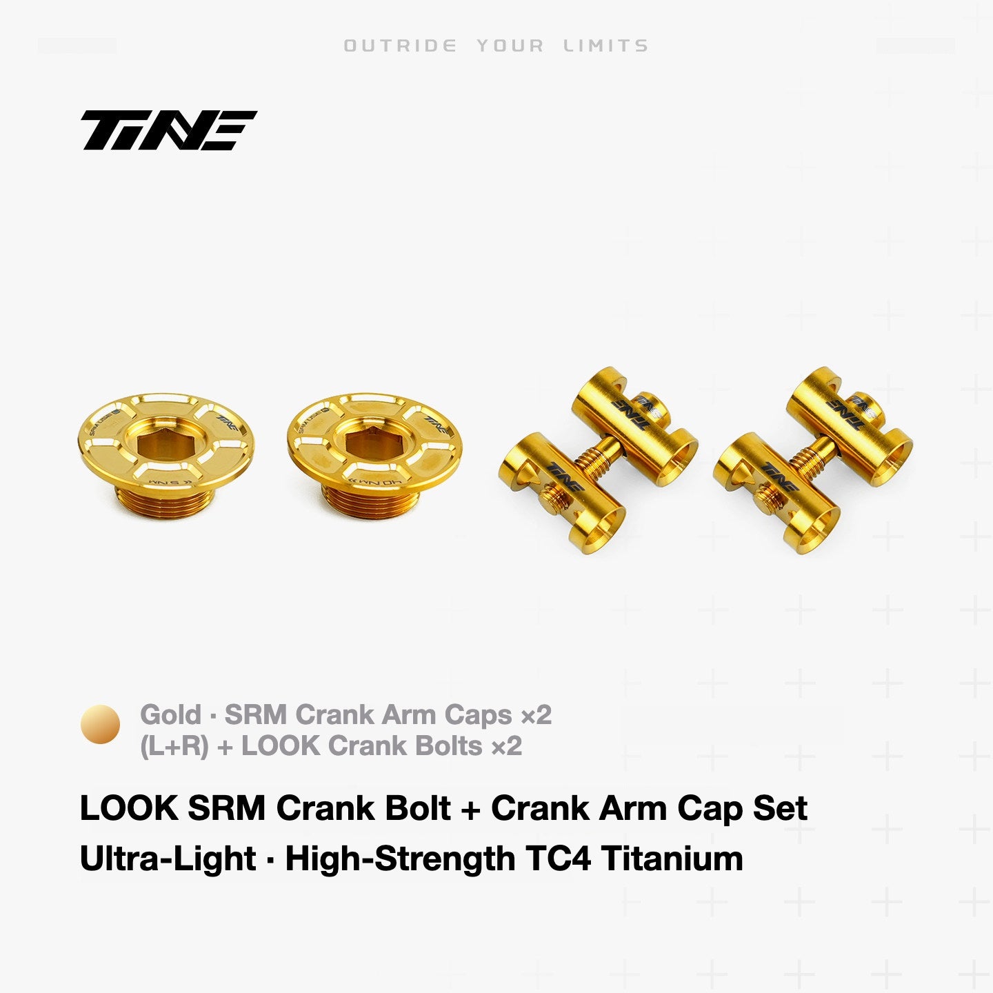 TiNE Ultra-Light Titanium Crank Arm Cap & Locking Bolt Set – THM / SRM Compatible