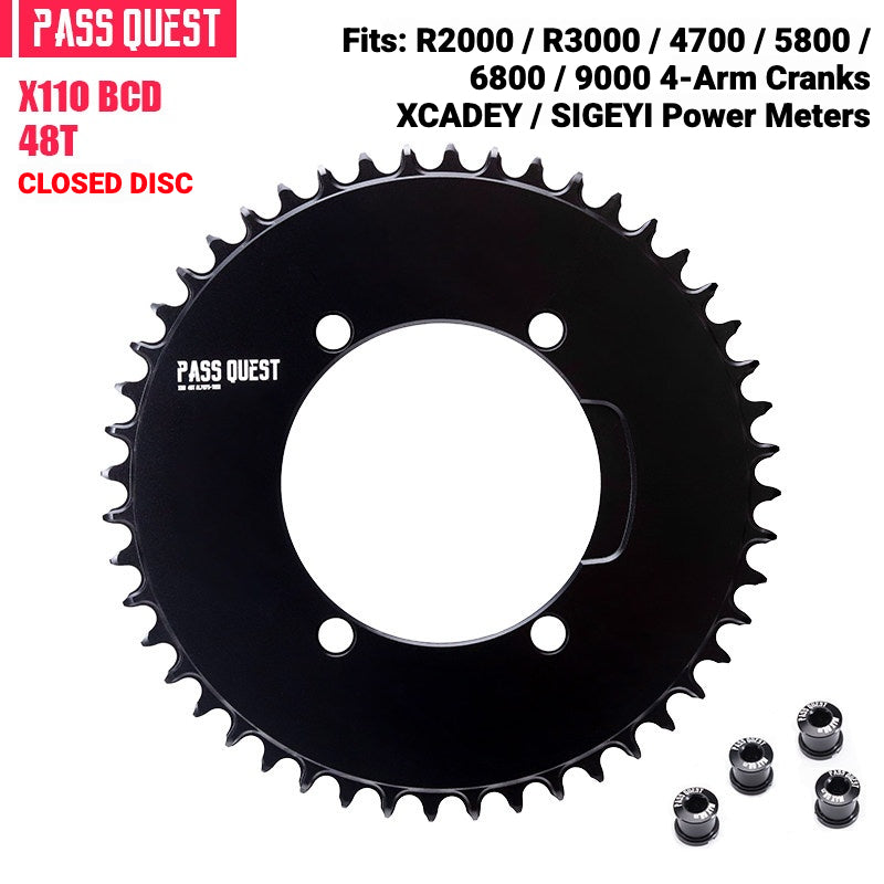 PASS QUEST X110BCD Narrow-Wide Chainring for Shimano 4-Arm Road Cranks | 36T–60T 1x