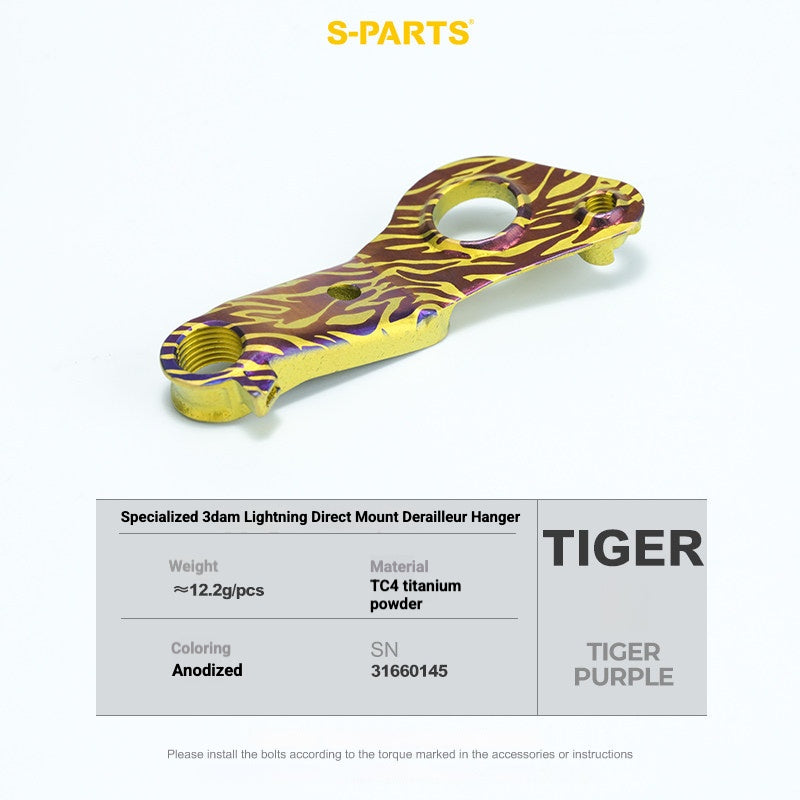 S-PARTS 3DAM Titanium Direct Mount Derailleur Hanger for Specialized | Ultralight 3D Printed Bike Hanger
