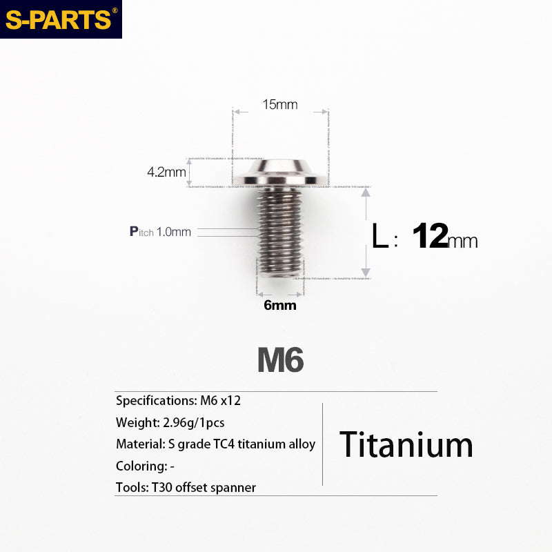 S-PARTS A3 M6 Electric Motorcycle Umbrella Head D15 Titanium Screw