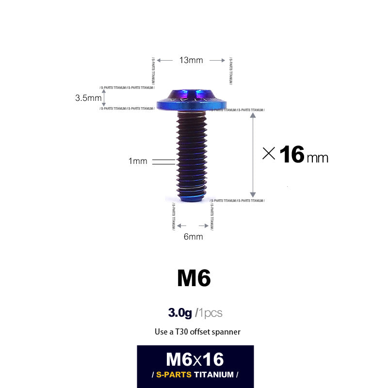 S-PARTS new umbrella head D13 A3 M6 electric motorcycle titanium alloy screws
