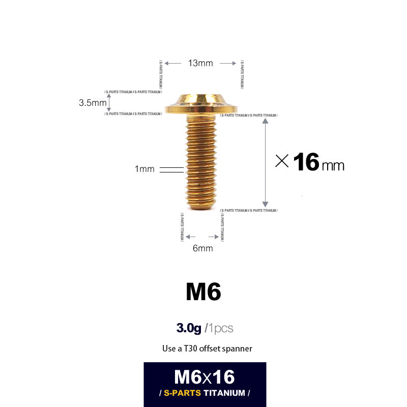 S-PARTS new umbrella head D13 A3 M6 electric motorcycle titanium alloy screws