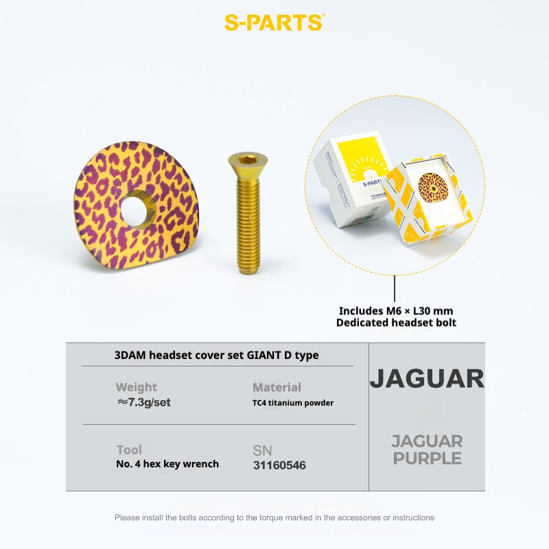 S-PARTS 3DAM D-Type Top Cap Set for GIANT | 3D-Printed Titanium Powder | OD2 / OD1 Compatible | Multiple Patterns