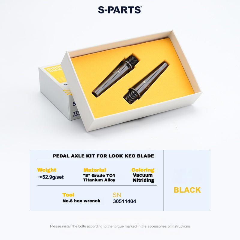 S-PARTS Titanium Pedal Upgrade Kit for LOOK KEO2 MAX (60.5g) & KEO BLADE (52.9g) – Axles, Tension Bolts & Pins