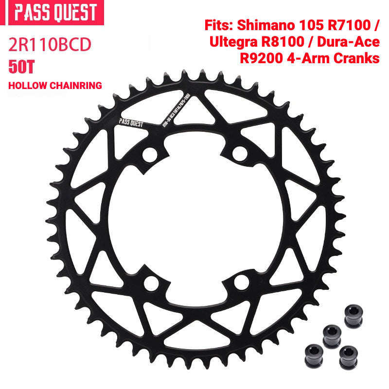 PASS QUEST 110BCD Narrow-Wide Chainring for Shimano R7100 / R8100 / R9200 | 36T–58T