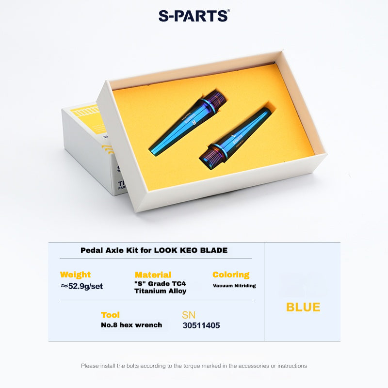 S-PARTS Titanium Pedal Upgrade Kit for LOOK KEO2 MAX (60.5g) & KEO BLADE (52.9g) – Axles, Tension Bolts & Pins