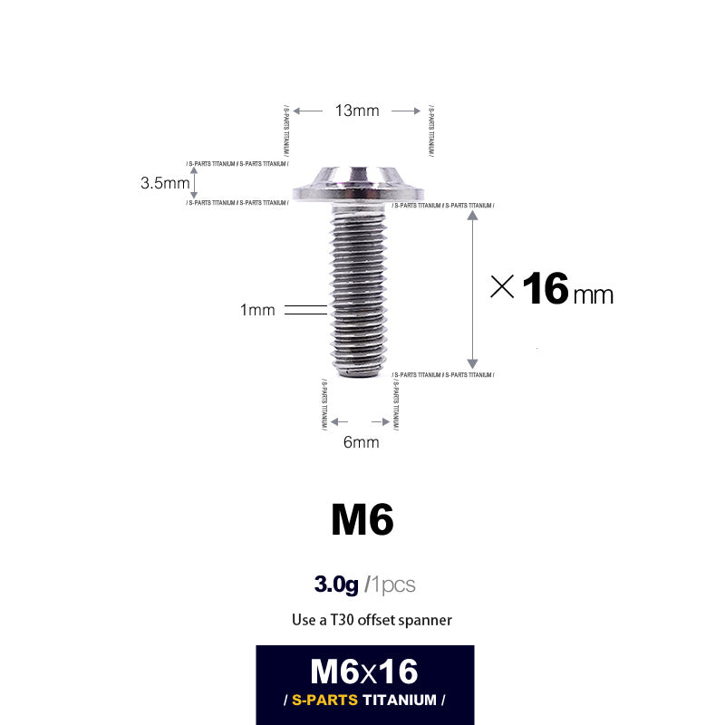 S-PARTS new umbrella head D13 A3 M6 electric motorcycle titanium alloy screws