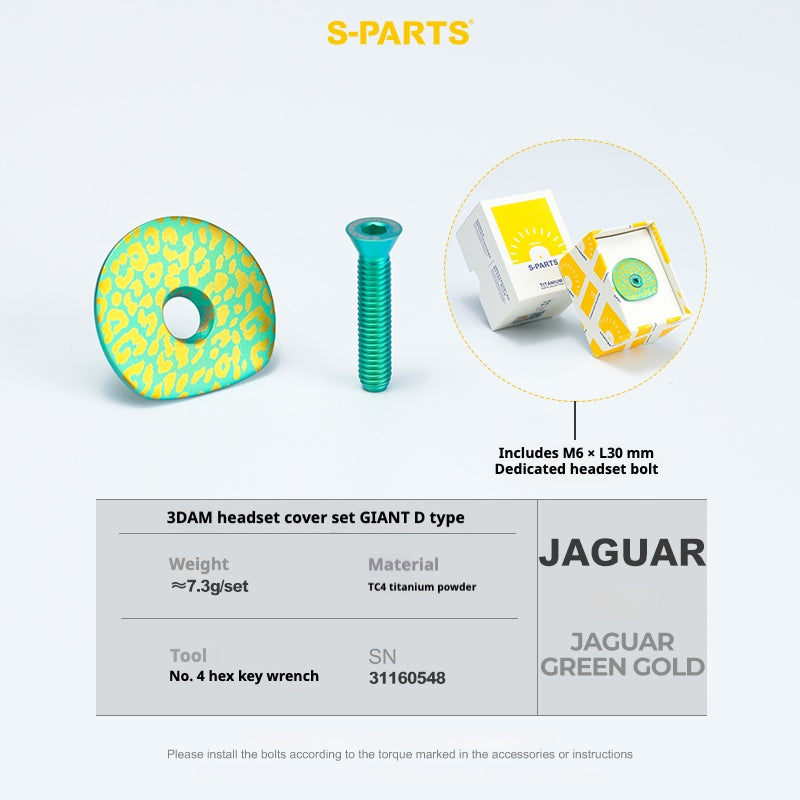 S-PARTS 3DAM D-Type Top Cap Set for GIANT | 3D-Printed Titanium Powder | OD2 / OD1 Compatible | Multiple Patterns