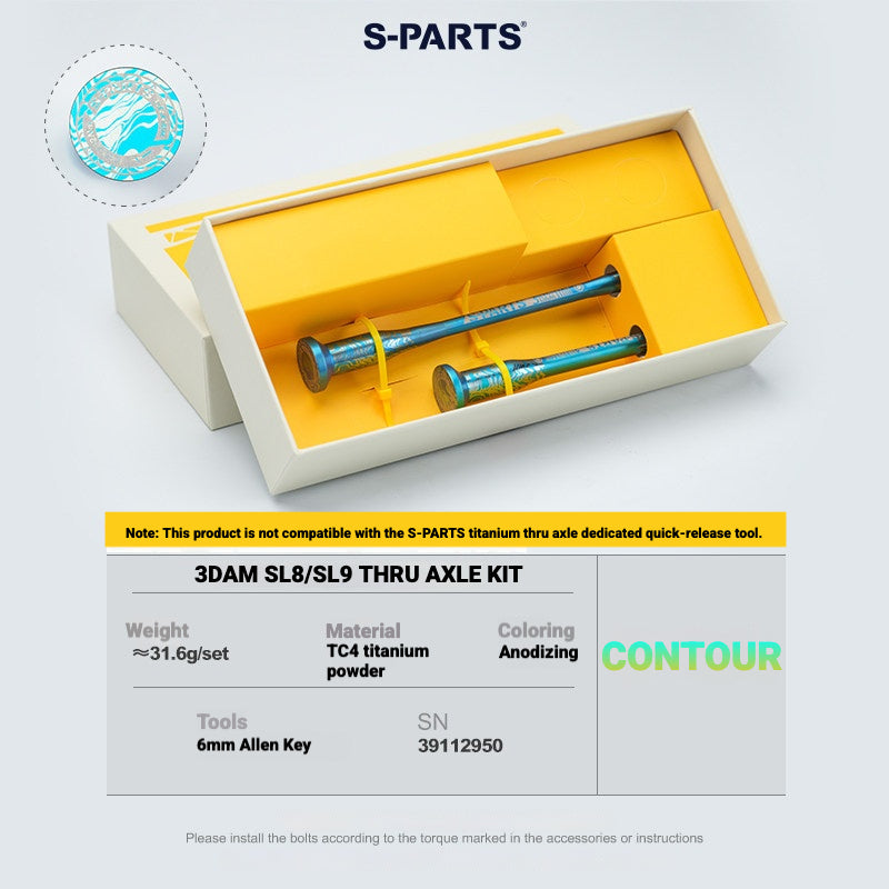 S-PARTS 3DAM Titanium Thru Axle Kit for Specialized Tarmac SL8 SL9 | Ultra-Light TC4 3D Printed Axle