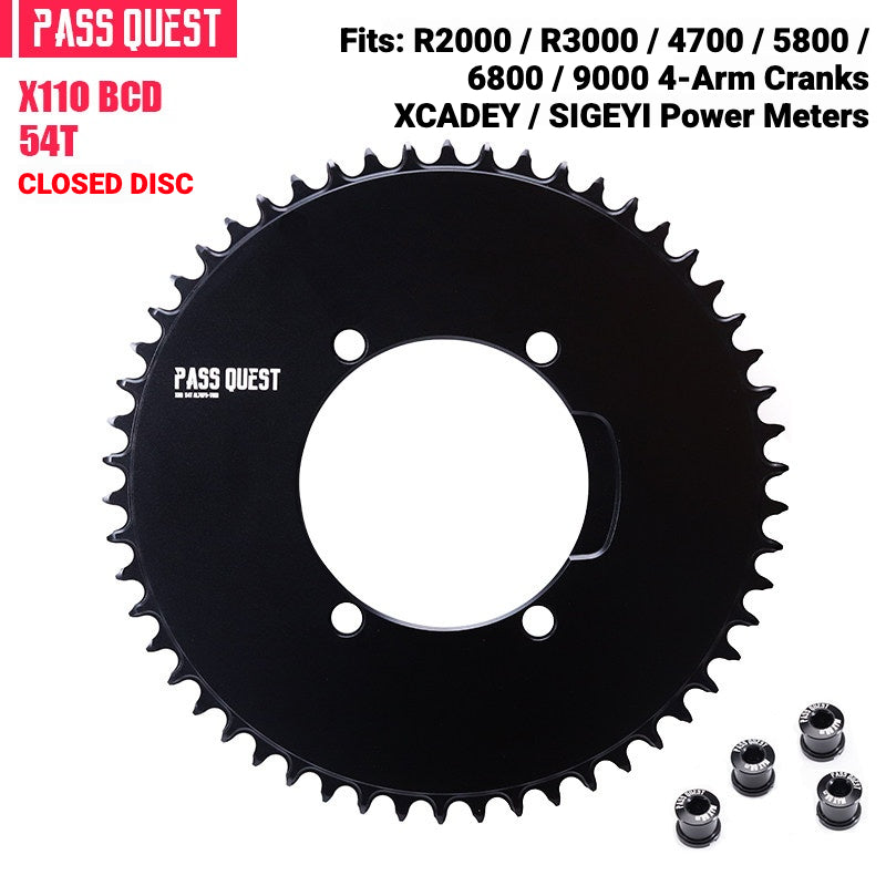PASS QUEST X110BCD Narrow-Wide Chainring for Shimano 4-Arm Road Cranks | 36T–60T 1x