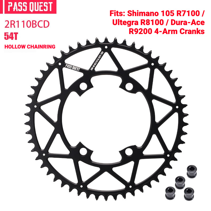 PASS QUEST 110BCD Narrow-Wide Chainring for Shimano R7100 / R8100 / R9200 | 36T–58T