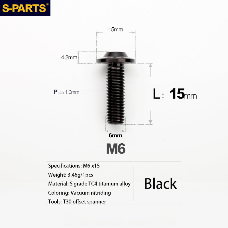 S-PARTS A3 M6 Electric Motorcycle Umbrella Head D15 Titanium Screw