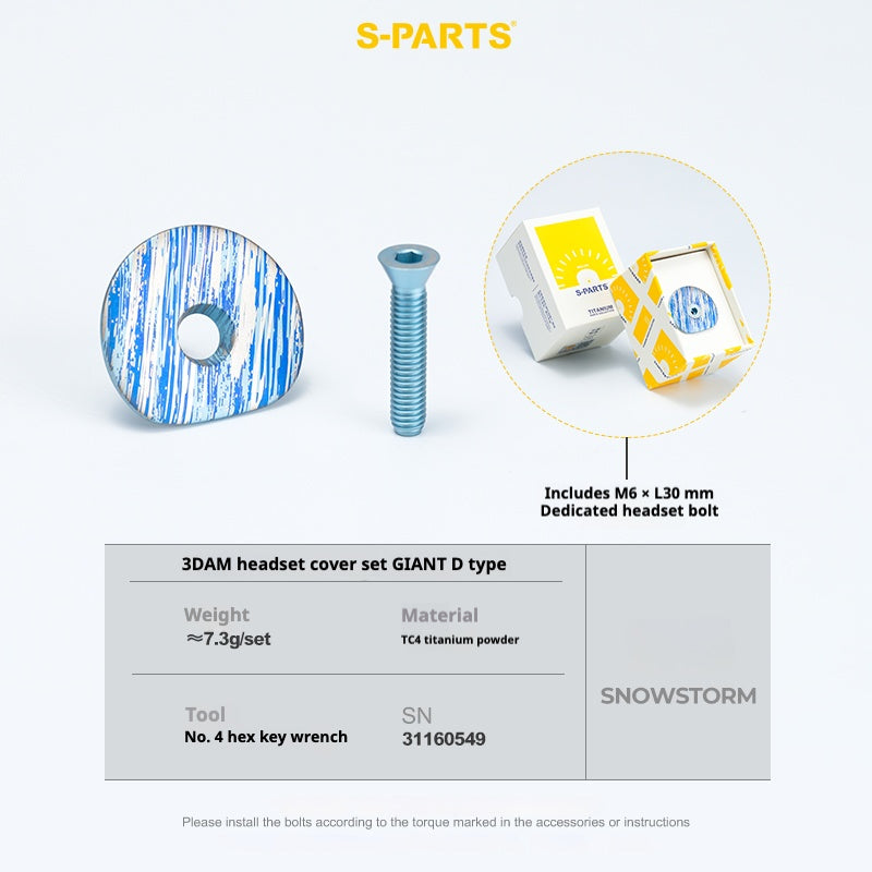 S-PARTS 3DAM D-Type Top Cap Set for GIANT | 3D-Printed Titanium Powder | OD2 / OD1 Compatible | Multiple Patterns