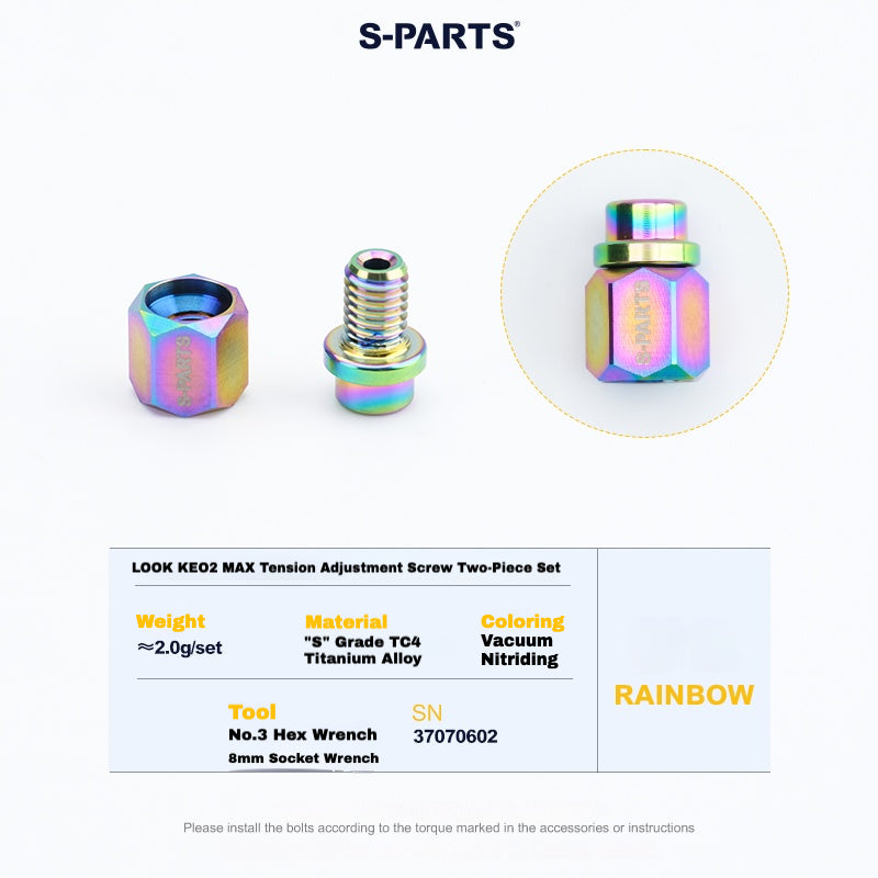 S-PARTS Titanium Pedal Upgrade Kit for LOOK KEO2 MAX (60.5g) & KEO BLADE (52.9g) – Axles, Tension Bolts & Pins