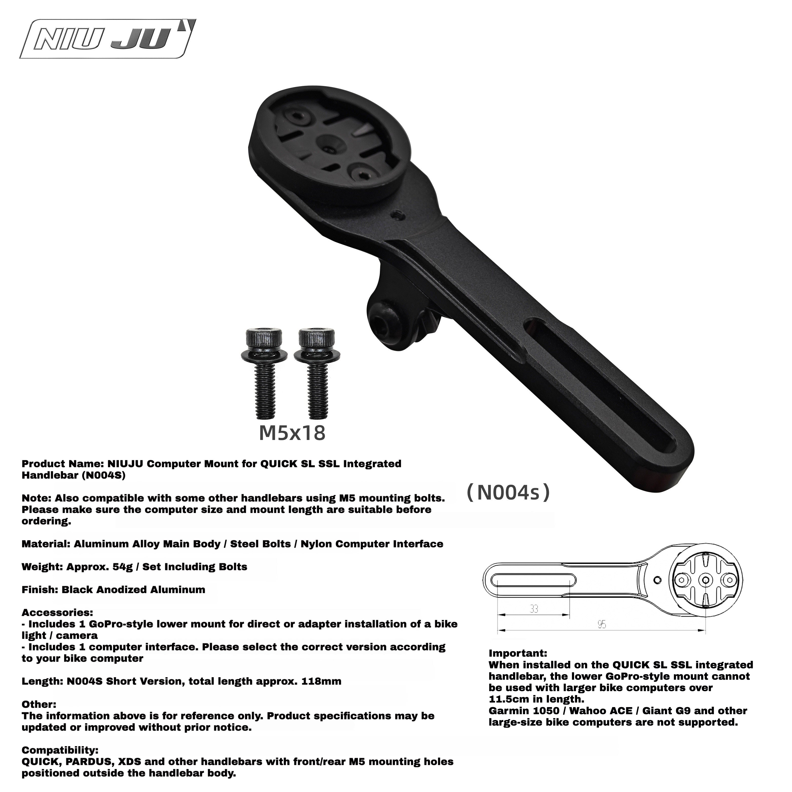NIUJU Computer Mount for QUICK PRO CANWIN ZEPHYR SSL Carbon Fiber / Aluminum Alloy