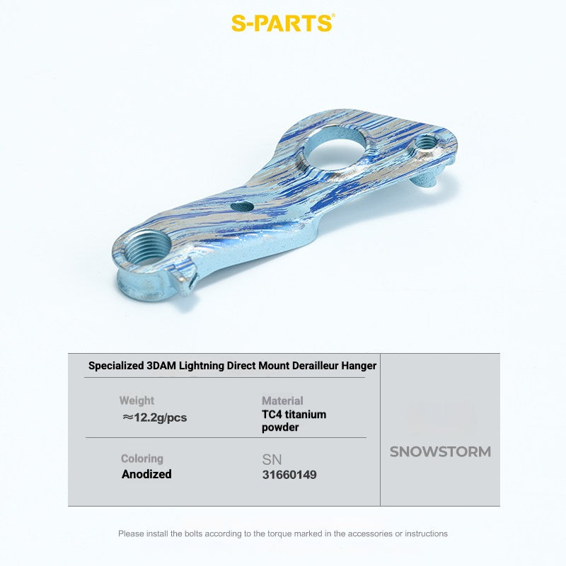 S-PARTS 3DAM Titanium Direct Mount Derailleur Hanger for Specialized | Ultralight 3D Printed Bike Hanger