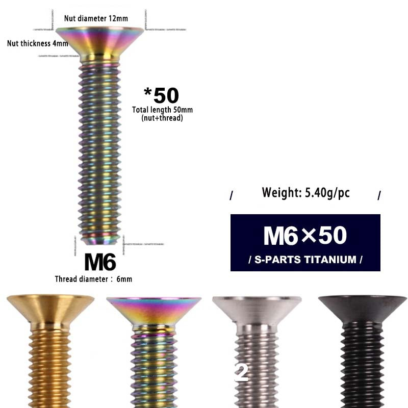 S-PARTS countersunk head multicolor M6*12/16/18/20/25/30/35mm road bike titanium alloy screws