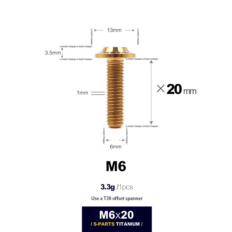 S-PARTS new umbrella head D13 A3 M6 electric motorcycle titanium alloy screws