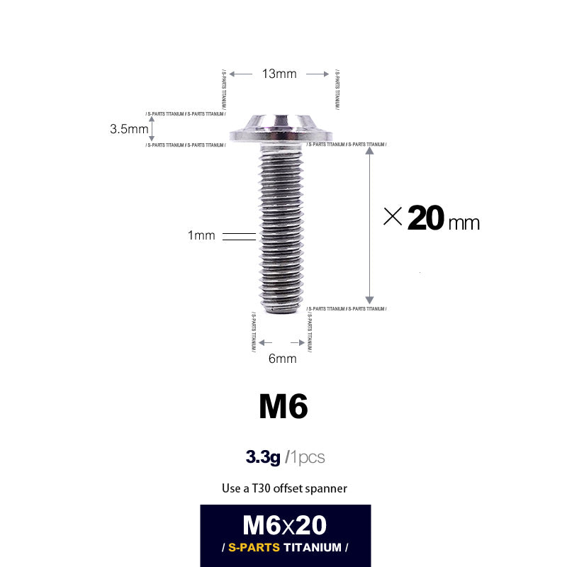 S-PARTS new umbrella head D13 A3 M6 electric motorcycle titanium alloy screws