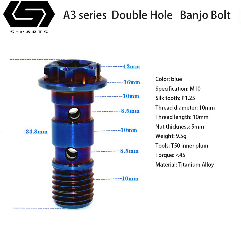 PARTI A3 lega di titanio M10 vite per tubo a foro singolo 1.0 vite moto elettrica tubo combinato a doppio foro
