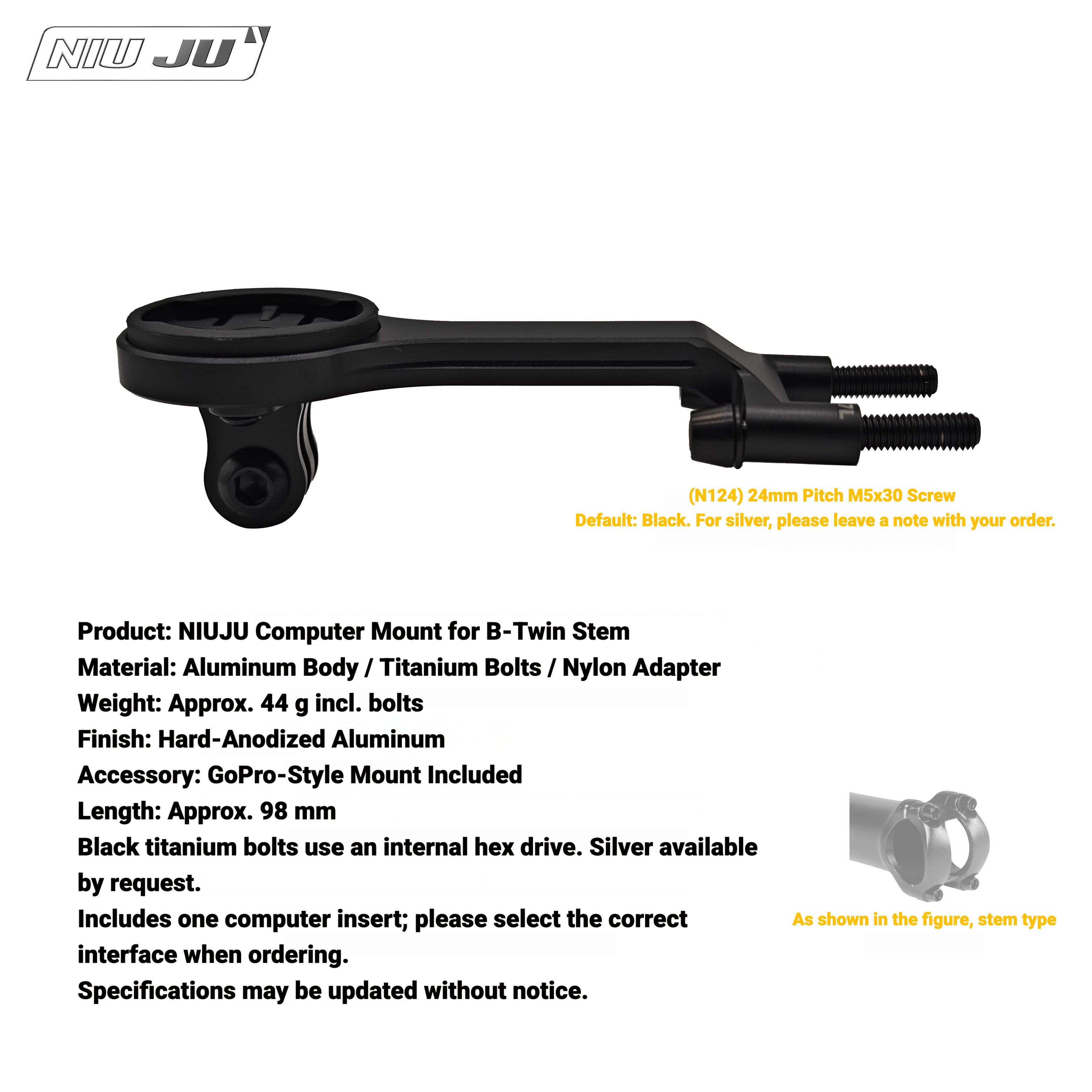 NIUJU Computer Mount for Van Rysel RCR / NCR Stem | Decathlon Garmin Wahoo Mount