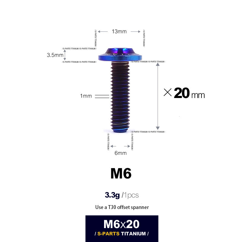 S-PARTS new umbrella head D13 A3 M6 electric motorcycle titanium alloy screws