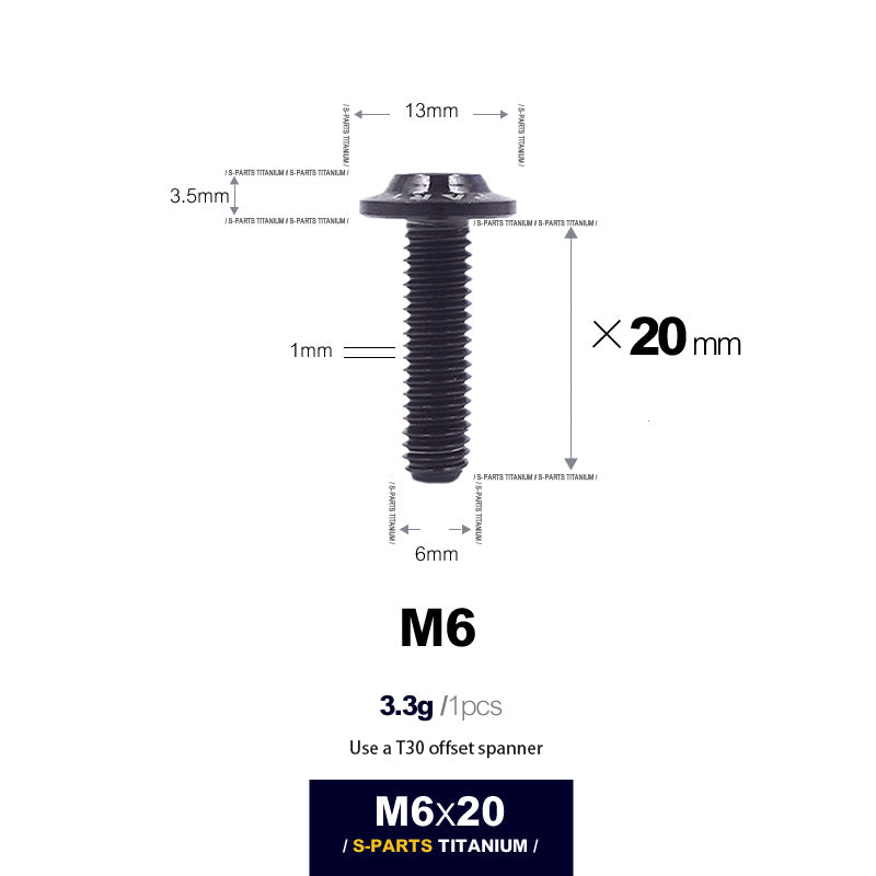 S-PARTS new umbrella head D13 A3 M6 electric motorcycle titanium alloy screws