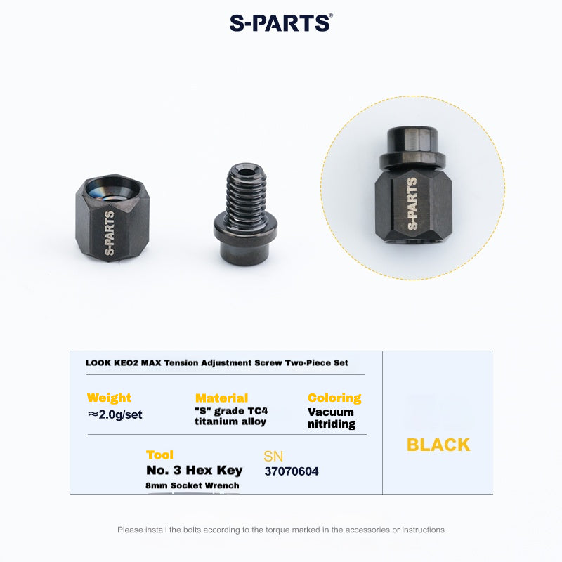 S-PARTS Titanium Pedal Upgrade Kit for LOOK KEO2 MAX (60.5g) & KEO BLADE (52.9g) – Axles, Tension Bolts & Pins