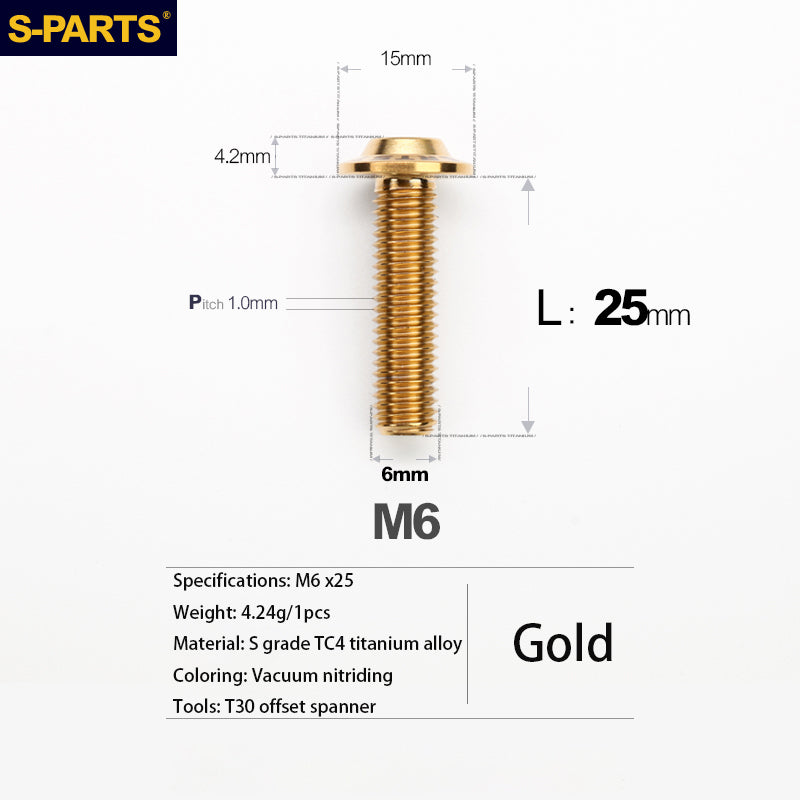 S-PARTS A3 M6 Electric Motorcycle Umbrella Head D15 Titanium Screw