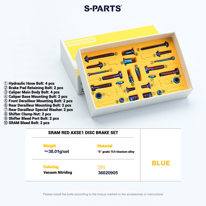 S-PARTS Road Bike Disc Brake Titanium Alloy Screw Set for SRAM RED Force Rival 12-speed AXS