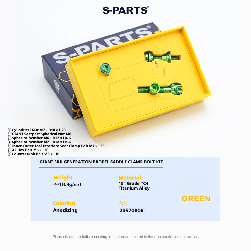 S-PARTS Titanium Seatpost Clamp Bolt Kit for GIANT TCR / PROPEL / DEFY