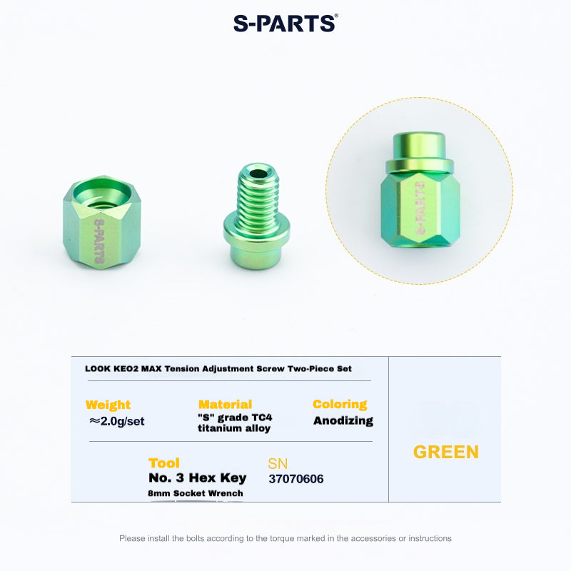S-PARTS Titanium Pedal Upgrade Kit for LOOK KEO2 MAX (60.5g) & KEO BLADE (52.9g) – Axles, Tension Bolts & Pins