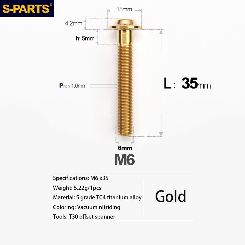S-PARTS A3 M6 Electric Motorcycle Umbrella Head D15 Titanium Screw
