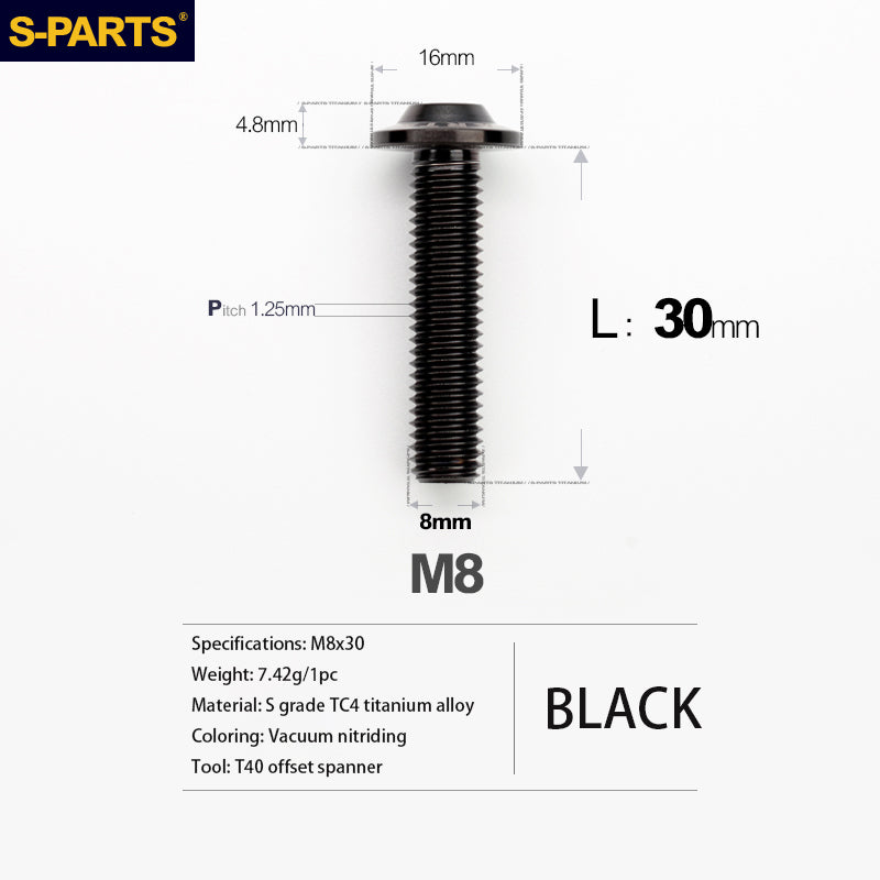 Viti in titanio per motociclette elettriche M8 con testa a ombrello A3 S-PARTS