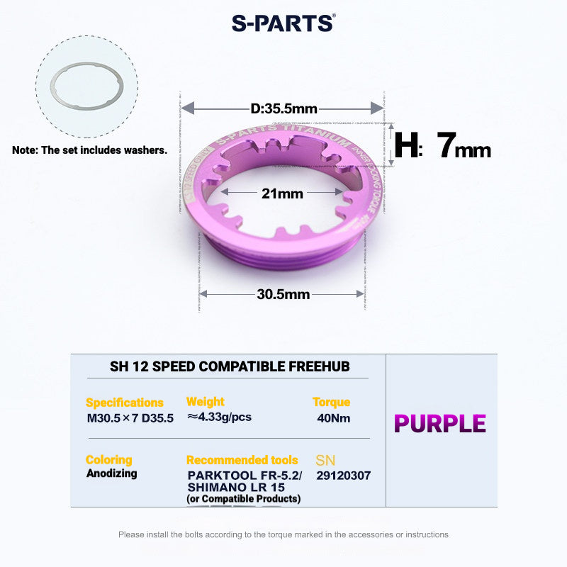 S-PARTS MTB 및 로드 바이크용 티타늄 카세트 락링 (시마노 및 SRAM 호환)