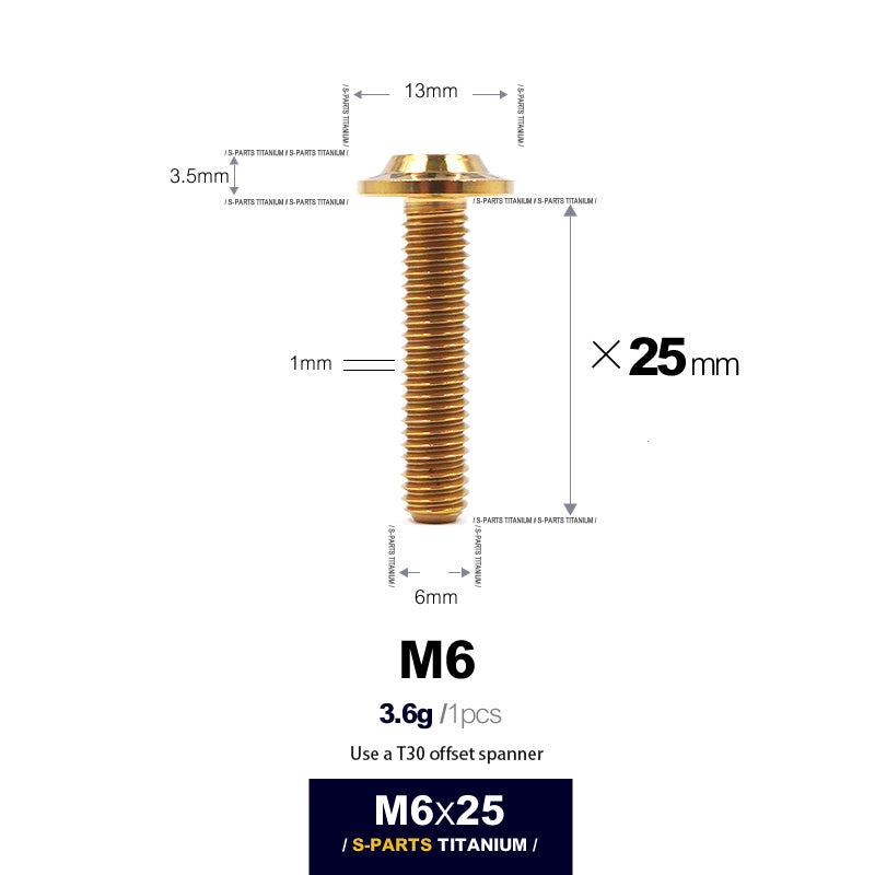 S-PARTS new umbrella head D13 A3 M6 electric motorcycle titanium alloy screws