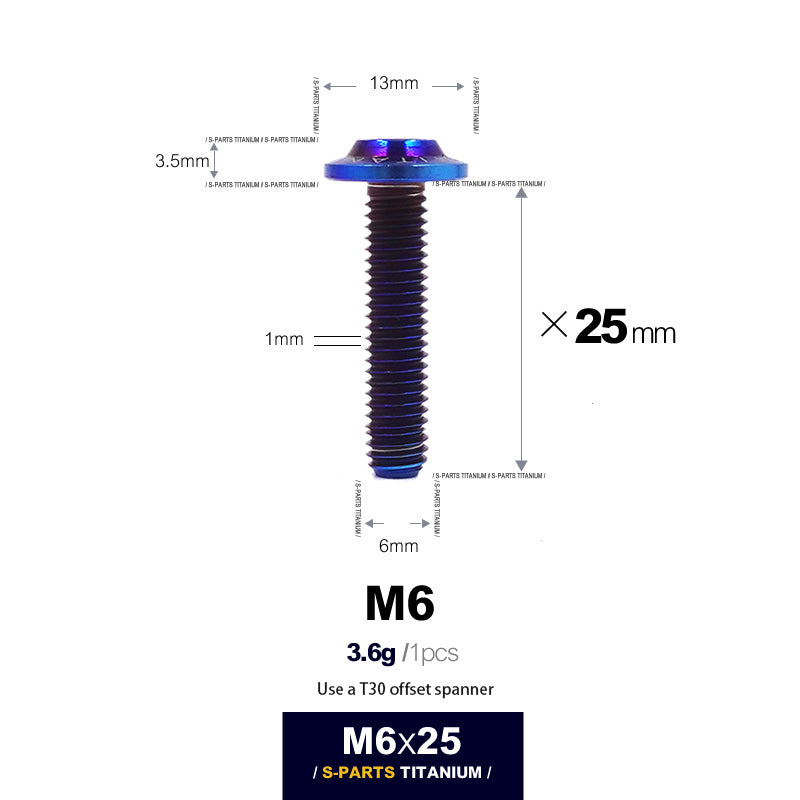 S-PARTS new umbrella head D13 A3 M6 electric motorcycle titanium alloy screws
