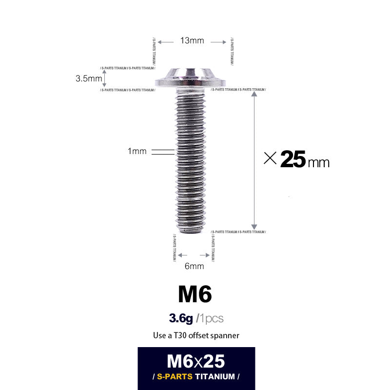 S-PARTS new umbrella head D13 A3 M6 electric motorcycle titanium alloy screws