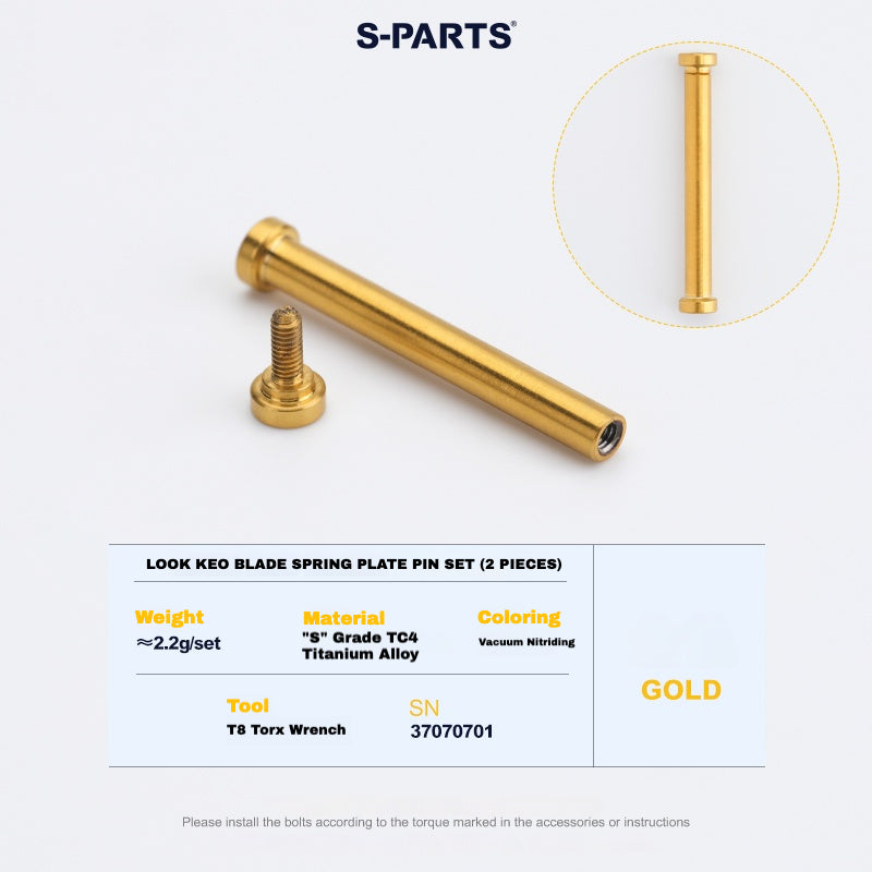 S-PARTS Titanium Pedal Upgrade Kit for LOOK KEO2 MAX (60.5g) & KEO BLADE (52.9g) – Axles, Tension Bolts & Pins