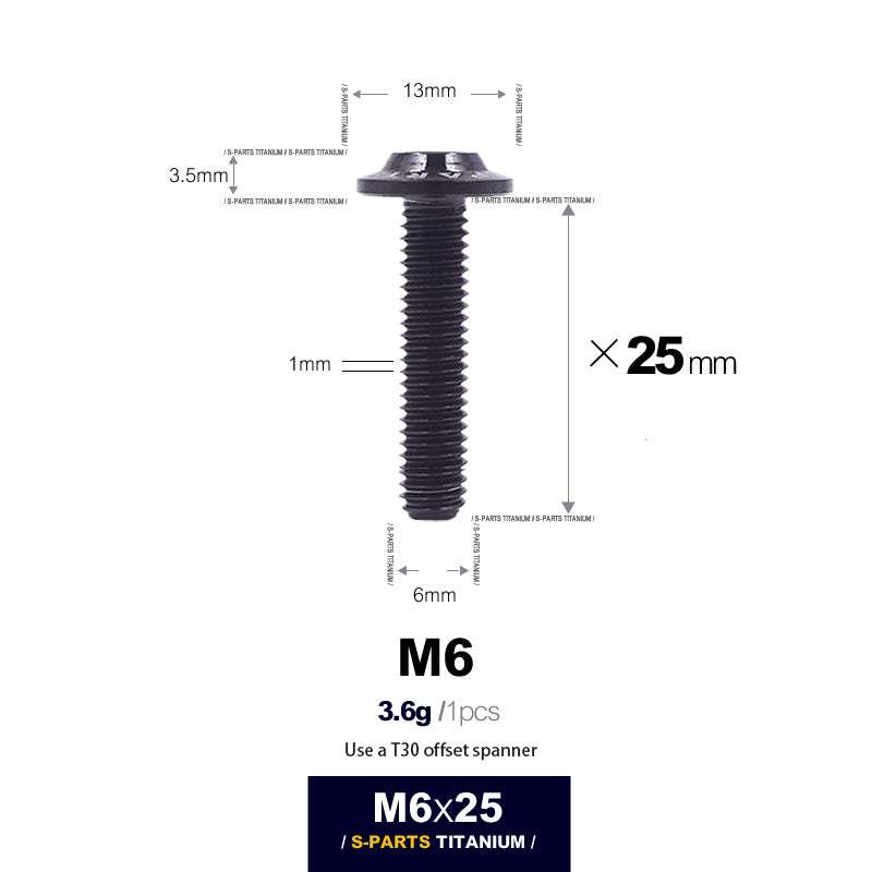 S-PARTS new umbrella head D13 A3 M6 electric motorcycle titanium alloy screws